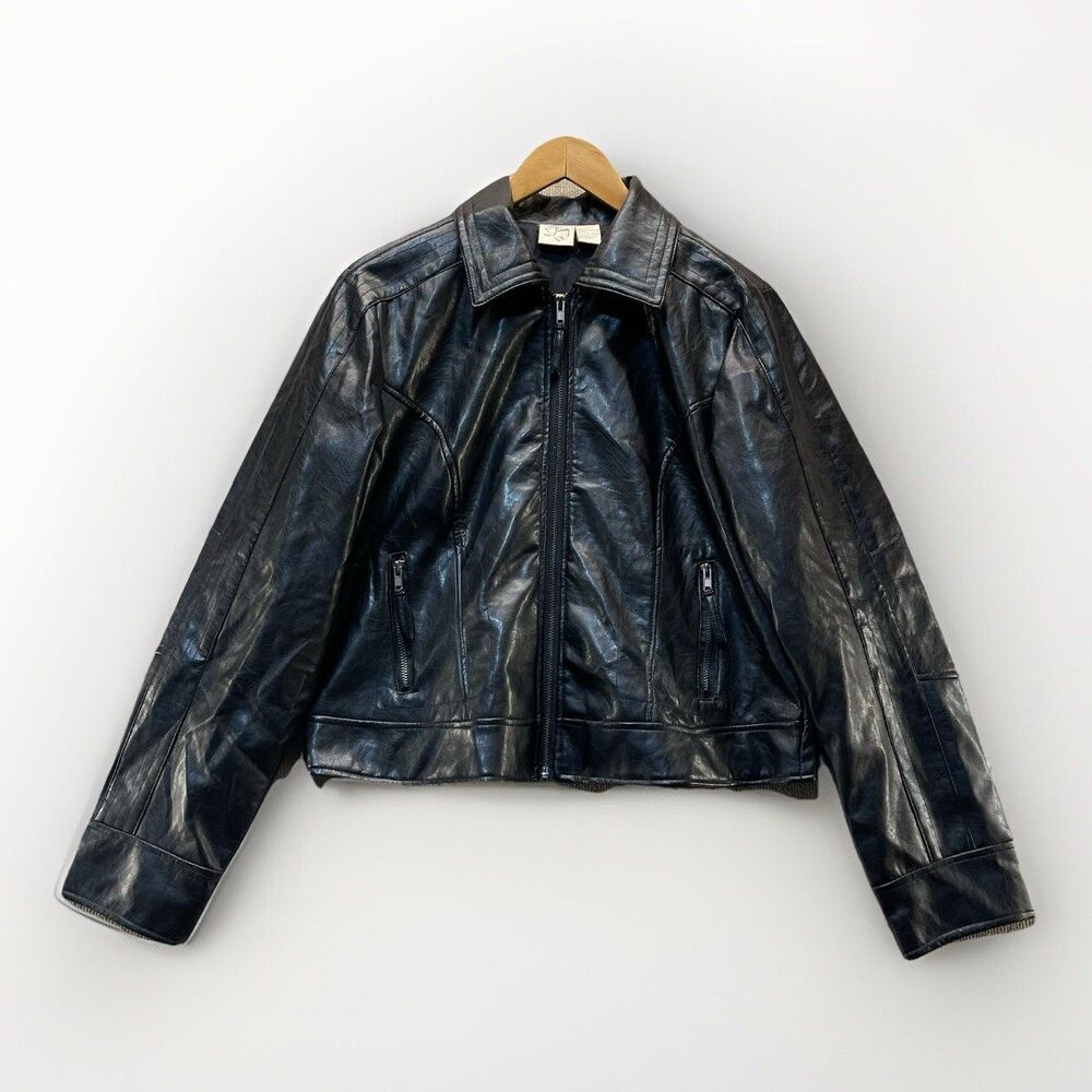 Fashion Bug Motorcycle Biker Jacket Coat Women's Large Faux Leather